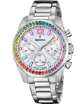 Festina Roloi Xronogafos Batarias me Asimi Metalliko Brasele F20606/2