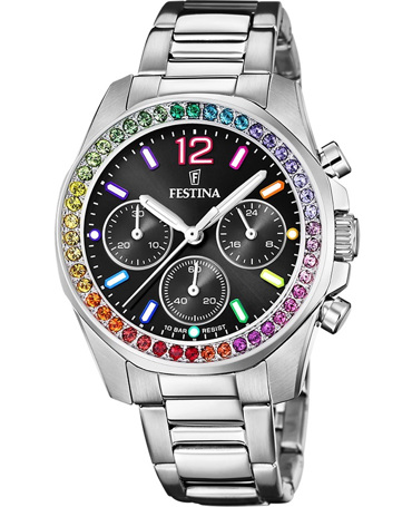 Festina Ρολόι Χρονογράφος Μπαταρίας με Ασημί Μεταλλικό Μπρασελέ F20606/3