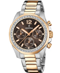 Festina Roloi Xronogafos Batarias me Roz Xruso / Asimi Metalliko Brasele F20608/1