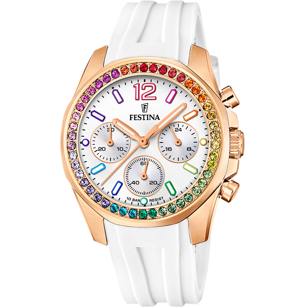 Festina Roloi Xronogafos Batarias me Lefko Kaoutsouk Louraki F20611/2