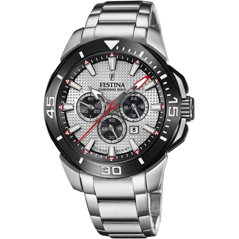 Festina Roloi Xronogafos Batarias me Asimi Metalliko Brasele F20641/1