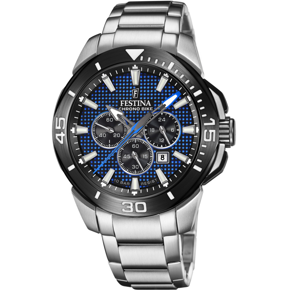 Festina Roloi Xronogafos Batarias me Asimi Metalliko Brasele F20641/2