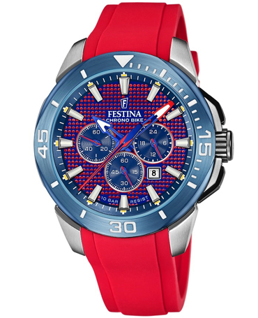 Festina Ρολόι Χρονογράφος Μπαταρίας με Κόκκινο Καουτσούκ Λουράκι F20642/2
