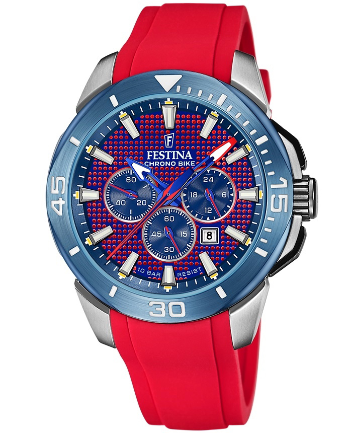 Festina Roloi Xronogafos Batarias me Kokkino Kaoutsouk Louraki F20642/2