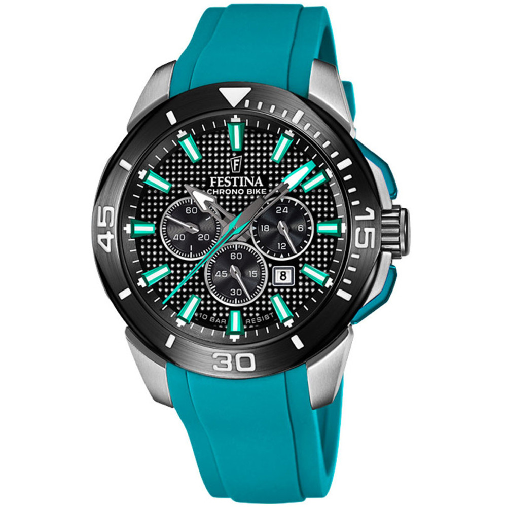 Festina Roloi Xronogafos Batarias me Tirkouaz Kaoutsouk Louraki F20642/3