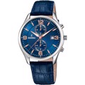 Festina Timeless Roloi Xronogafos Batarias me Ble Dermatino Louraki F6855/6
