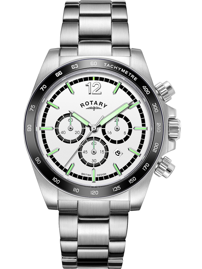 Rotary Henley Roloi Xronogafos Batarias me Asimi Metalliko Brasele GB05440/02