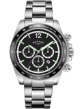 Rotary Henley Roloi Xronogafos Batarias me Asimi Metalliko Brasele GB05440/04