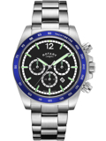 Rotary Henley Roloi Xronogafos Batarias me Asimi Metalliko Brasele GB05440/72