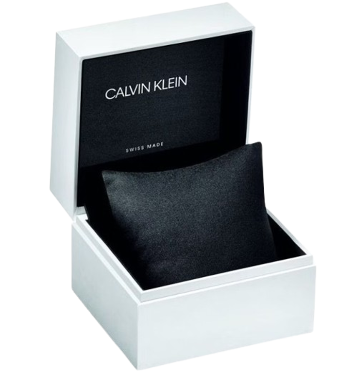 Calvin Klein Accent Roloi Batarias me Lefko Dermatino Louraki K2Y236K6