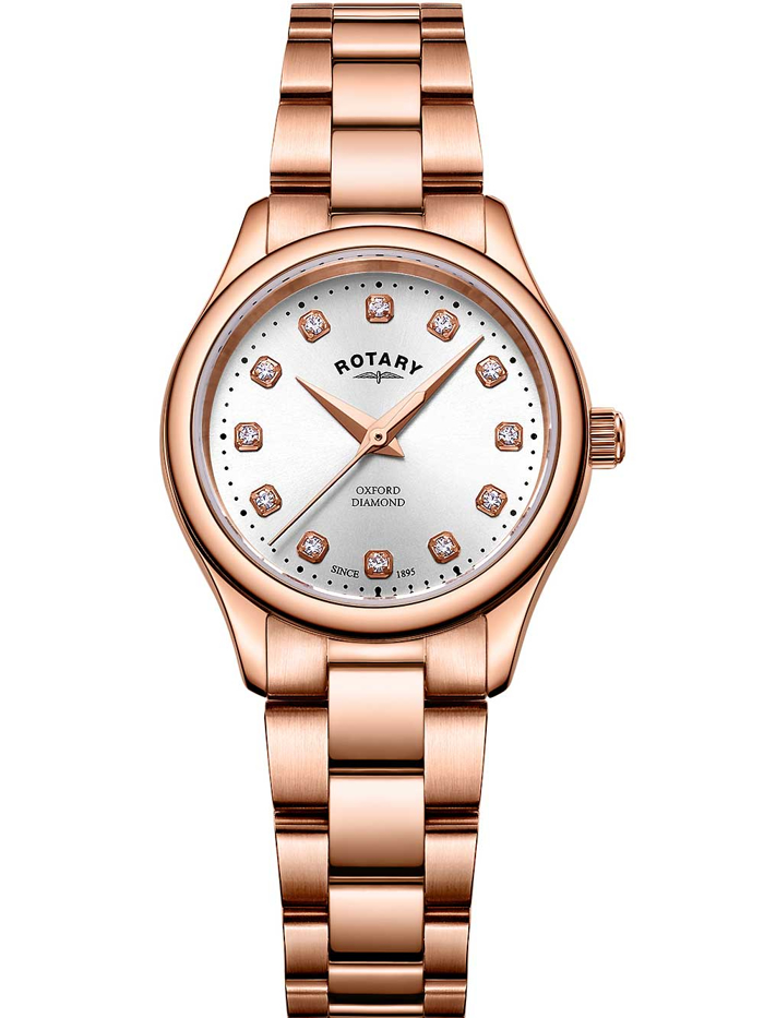 Rotary Oxford Roloi Batarias me Roz Xruso Metalliko Brasele LB05096/02/D