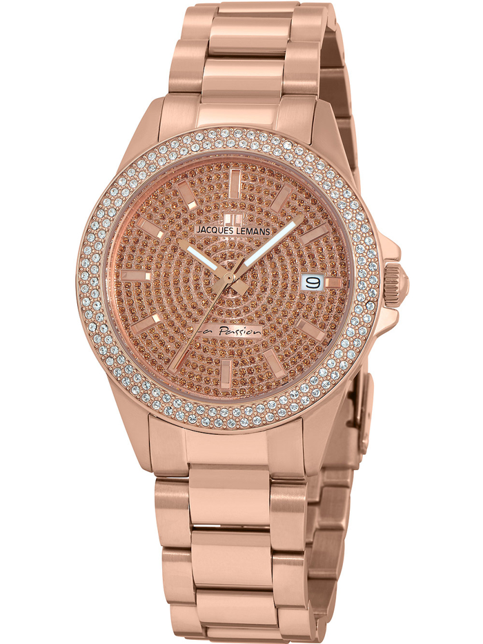 Jacques Lemans La Passion Roloi Batarias me Roz Xruso Metalliko Brasele LP-129B