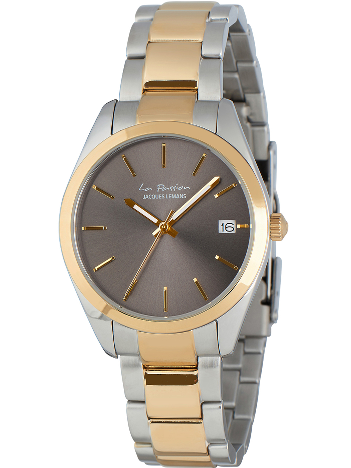 Jacques Lemans La Passion Roloi Batarias me Xruso / Asimi Metalliko Brasele LP-132G