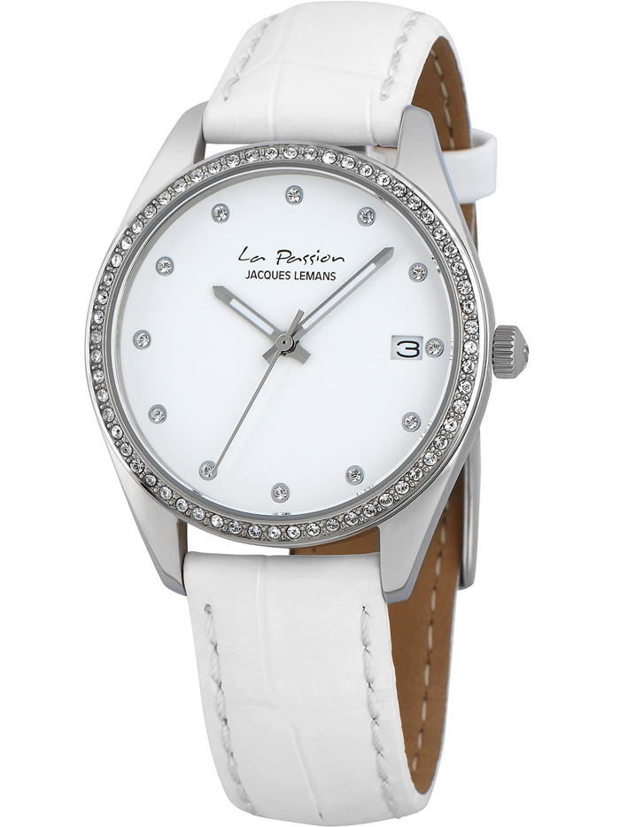 Jacques Lemans La Passion Roloi Batarias me Lefko Dermatino Louraki LP-133B