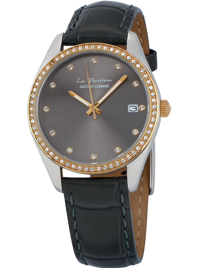 Jacques Lemans La Passion Roloi Batarias me Ggri Dermatino Louraki LP-133C
