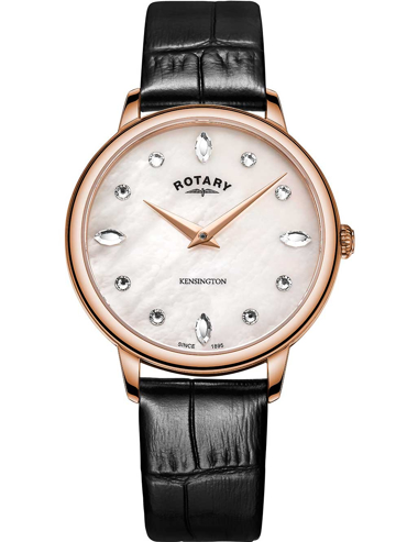 Rotary Kensington Ρολόι Μπαταρίας με Μαύρο Δερμάτινο Λουράκι LS05174/41