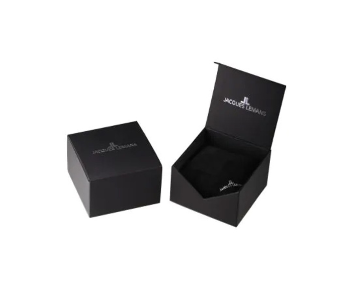 Jacques Lemans Retro Classic Roloi Aftomato me Mavro Dermatino Louraki N-207ZA