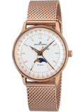 Jacques Lemans retro classic Roloi Batarias me Roz Xruso Metalliko Brasele N-214G