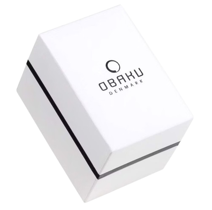 Obaku Roloi Batarias me Mavro Dermatino Louraki V143GXGWRB