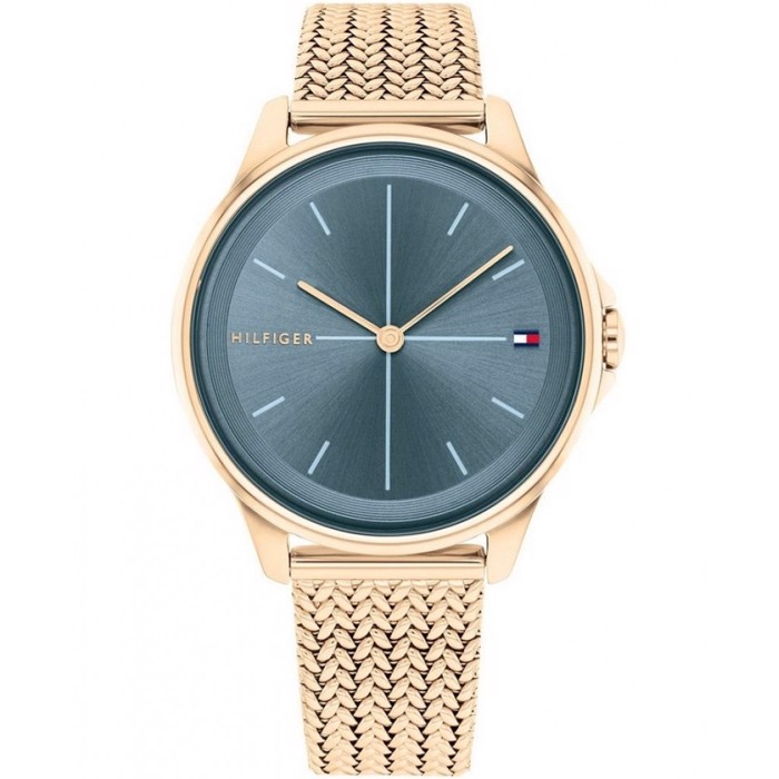 Tommy Hilfiger Delphine Roloi Batarias me Roz Xruso Metalliko Brasele 1782356