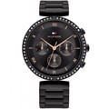 Tommy Hilfiger Luna Roloi Batarias me Mavro Metalliko Brasele 1782390