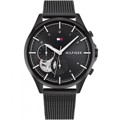 Tommy Hilfiger Quinn Roloi Batarias me Mavro Metalliko Brasele 1782485
