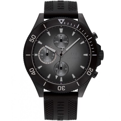 Tommy Hilfiger Larson Ρολόι Μπαταρίας με Μαύρο Καουτσούκ Λουράκι 1791921