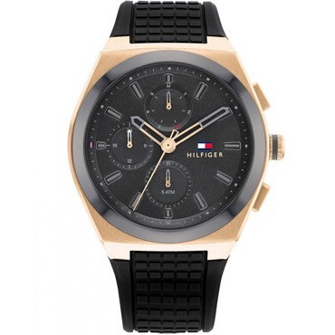 Tommy Hilfiger Connor Ρολόι Μπαταρίας με Μαύρο Καουτσούκ Λουράκι 1791931