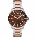 Emporio Armani Diver Roloi Batarias me Roz Xruso / Asimi Metalliko Brasele AR11340