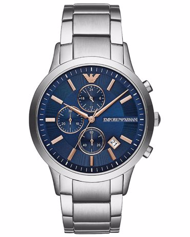 Emporio Armani Renato Ρολόι Χρονογράφος Μπαταρίας με Μεταλλικό Μπρασελέ σε Ασημί χρώμα AR11458