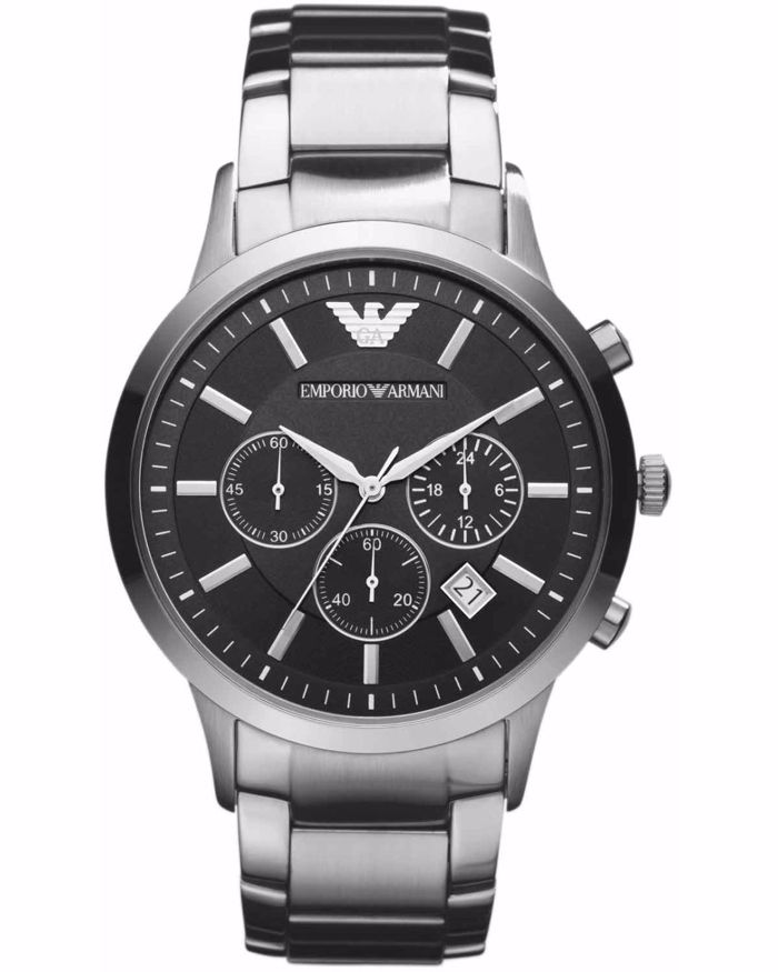 Emporio Armani Renato Roloi Xronogafos Batarias me Asimi Metalliko Brasele AR2434