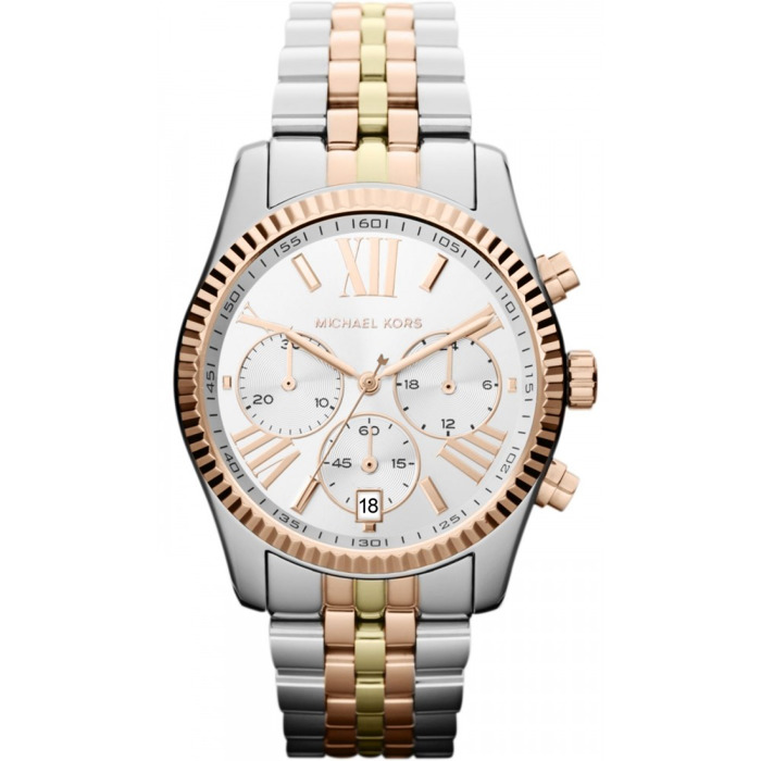 Michael Kors Lexington Roloi Xronogafos Batarias me Roz Xruso / Asimi Metalliko Brasele MK5735