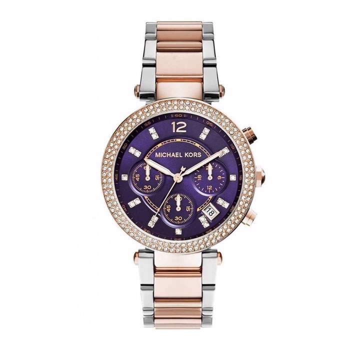 Michael Kors Parker Roloi Xronogafos Batarias me Roz Xruso / Asimi Metalliko Brasele MK6108